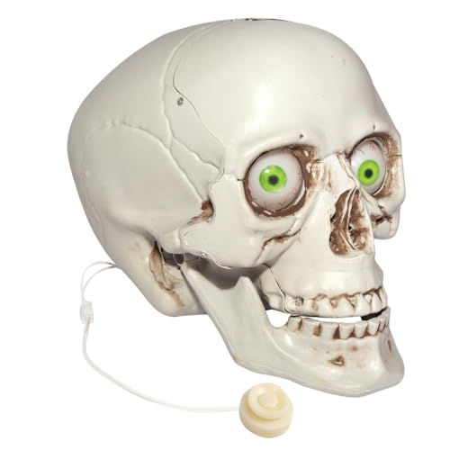 Halloween Skull Table Decor with Moving Eyes & Sound Effects - Indoor Haunted House Prop