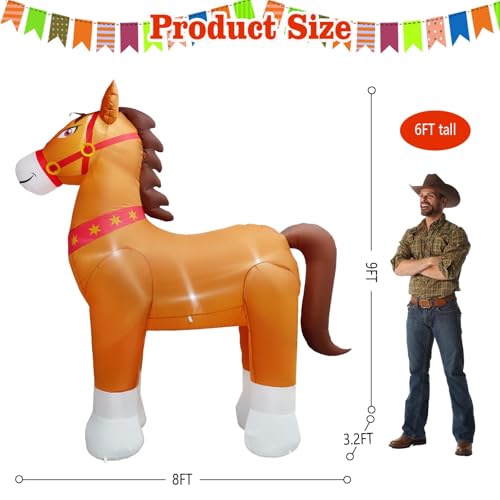Giant 9FT Inflatable Clydesdale Horse with LED Lights for Outdoor Holiday Decor