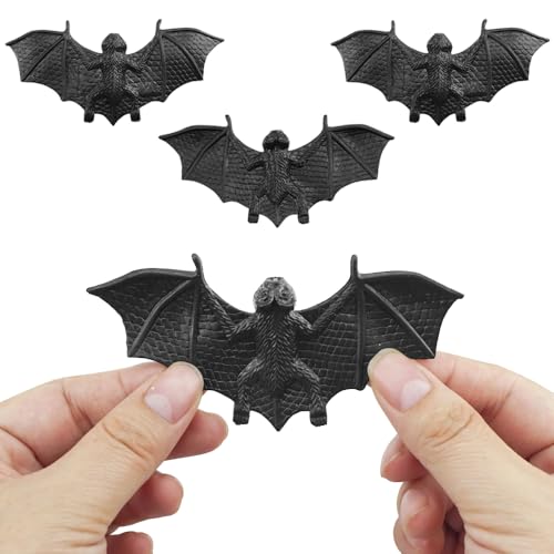 20 Pack Black Halloween Plastic Bats - Realistic Scary Party Decorations