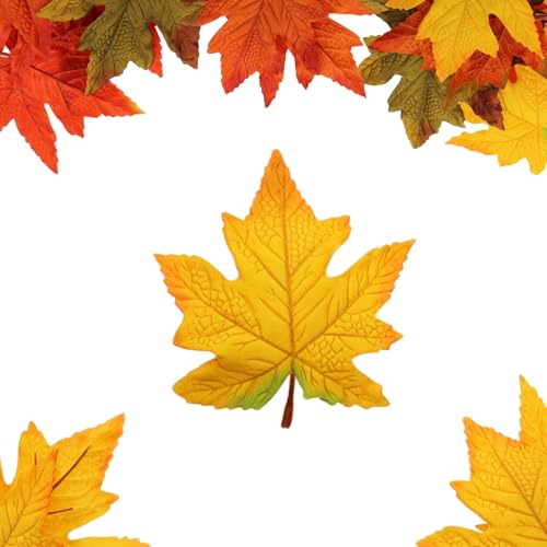 Artificial Maple Leaves Bulk - Large-Leaf Yellow 15 pcs for Fall Decor & Crafts