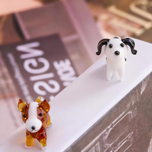 Set of 3 Hand Blown Glass Dog Figurines Tiny Animal Decor Gift