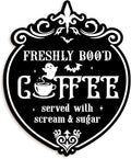Halloween Coffee Bar Decor Sign - Funny Wooden Ghost & Bat Wall Art - Coffee Variation