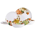 Pumpkin Fall Melamine Dinnerware Set for 4 - Service for 4, Plates & Bowls