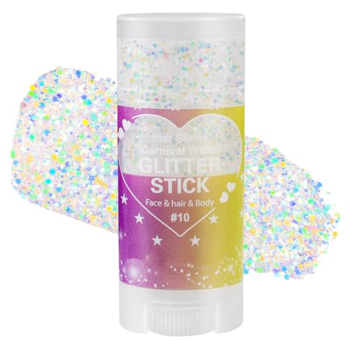 Carnival White Body Glitter Stick - Sparkling Face & Hair Glitter Gel for Festivals & Raves (Variation: Carnival White)