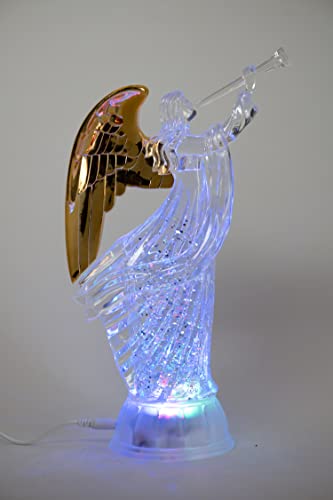 12-Inch LED Angel Trumpet Statue Decor - Christmas & Holiday Figurine with Lights
