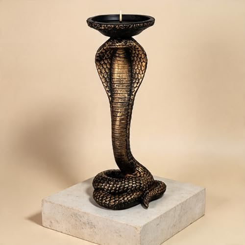 Resin King Cobra Snake Candle Holder Sculpture for Home & Garden Decor