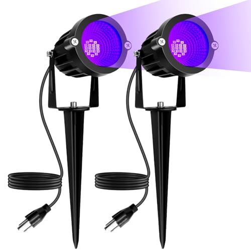 2 Pack Outdoor Halloween LED Black Light Spotlights - 15W UV Floodlights Waterproof