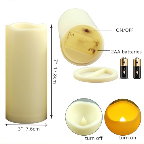 Outdoor Flameless LED Candles with Timer - Ivory, 3x7 Inches, 2 Pack