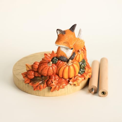 Autumn Maple Leaves Pumpkin Pattern Paper Towel Holder Stand with Resin Fox - Fall Kitchen Decor - Fox A