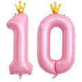 Pink Number 10 Balloon with Crown 40 Inch Latex & Foil Party Decor - Pink Princess Theme, Anniversary, Birthday Supplies - Variation of THIS listing