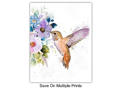 Boho Hummingbirds Wall Art Print - Shabby Chic Farmhouse Decor for Bedroom & Living Room