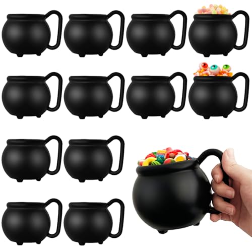 12PCS 15 oz Cauldron Mugs Black Witches Brew Cups for Halloween & Parties
