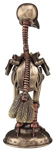 Steampunk Crow Skeleton Resin Sculpture with Cold Cast Bronze Finish - Home Decor