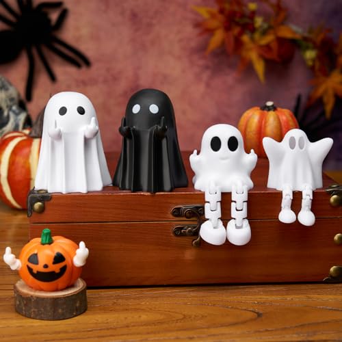 Halloween Ghost Figurine Decor with Chain Legs - Spooky Indoor Home Office Decorations