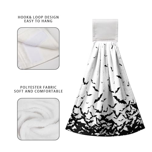 Halloween Hanging Kitchen Towels with Spooky Bats - Hand Tie Towel for Halloween Decor