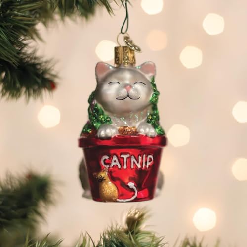Old World Christmas Glass Catnip Cat Ornament - Handcrafted Holiday Decor
