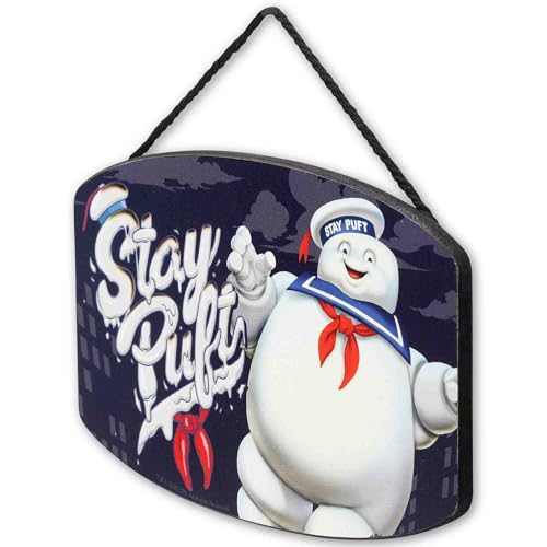 Ghostbusters Stay Puft Marshmallow Man Hanging Wood Wall Decor - Blue Variation