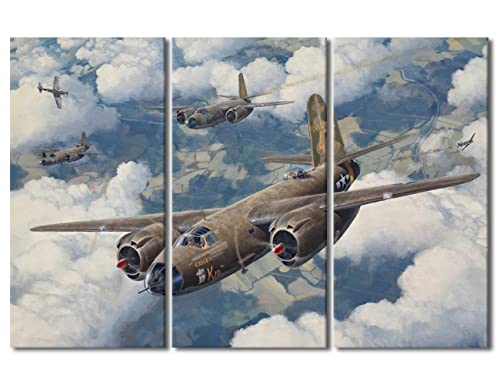 3 Panel Aircraft Wall Art - Military Fighter Poster for Living Room & Office - 42x28 in Variation of Artwork-17