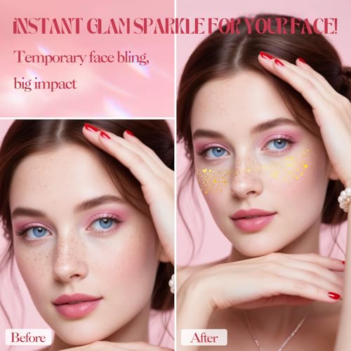Gold Glitter Freckles Face Tattoo Set Waterproof & Skin-Friendly