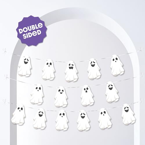 Halloween Spooky Ghost Garland Banner - 15 Pieces Party Decor