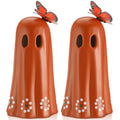 Mexican Ceramic Ghost Figurines Set - Day of the Dead Halloween Decor - 7 Inches