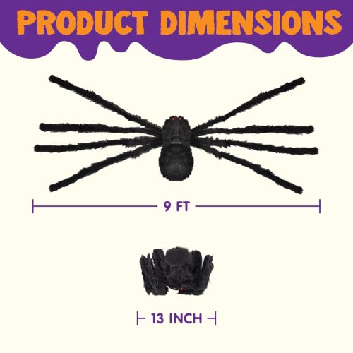 Giant Halloween Spider Decoration - 108 Inch Outdoor & Indoor Haunted House Prop