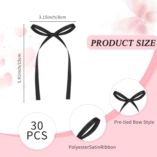 30Pcs Black Ribbon Cake Toppers for Halloween & Party Decorations - Bow Cake Decor