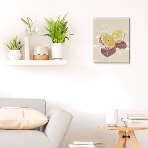 Disco Ball Lemon Slice Canvas Wall Art - Modern Citrus Kitchen Decor - Variation of Lemon-06