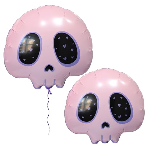 Pink Skull Foil Balloon Set for Halloween and Party Decor - 2 Pack