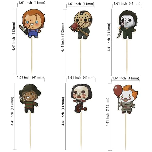 Dark Colors Halloween Cupcake Toppers 36Pcs - Spooky Party Cake Decorations