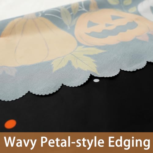 Black 102x60 Inch Halloween Pumpkin Ghost Tablecloth for Fall & Party Decor