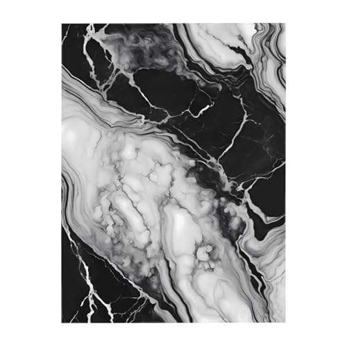 Marble Texture Rectangle Tablecloth 54x72 Inch Waterproof & Washable - Black & White US
