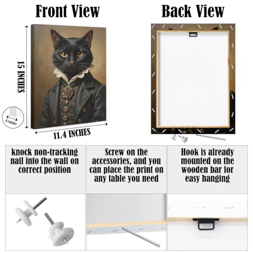 Halloween Gothic Cat Wall Art - Framed Canvas Wall Decor with Variation - Black Cat