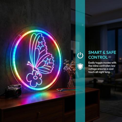 Butterfly Neon Sign - Multi-Color Dimmable LED Wall Decor with USB Power - Variation: Butterfly