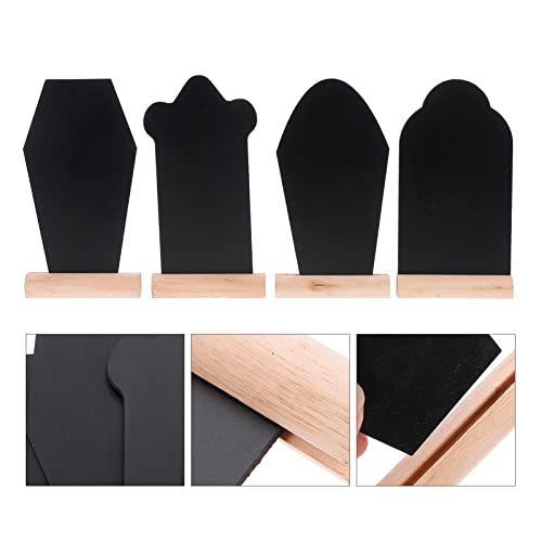 Mini Chalkboard Signs Tombstone Shape Set for Halloween Party Decorations - 4 Pieces