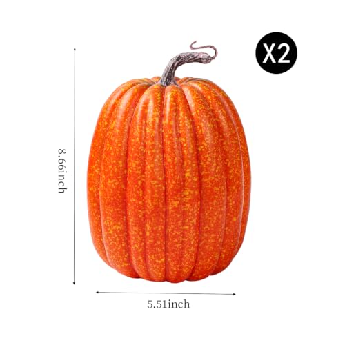 Large Artificial Pumpkin Set - Faux Autumn Decor for Halloween Thanksgiving Christmas