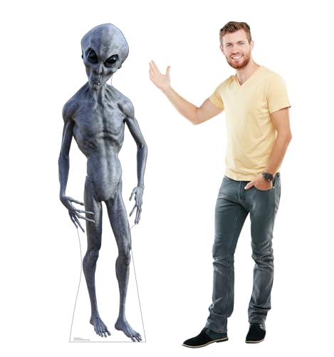 Cardboard People Black Eyed Alien Cardboard Cutout - 72 Inch Life-Size Standee with Assembly