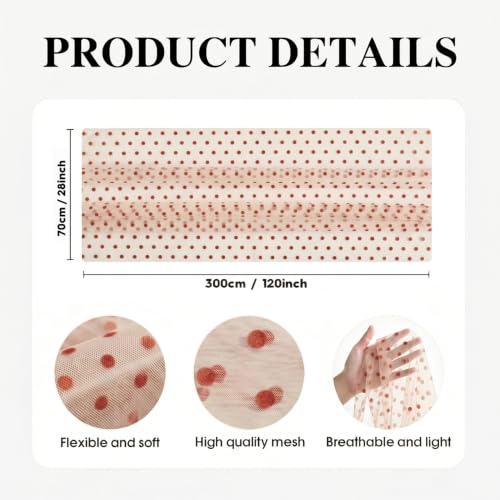 Beige Gauze Flocking Caramel Dots Table Runner 10FT for Wedding & Holiday Decor