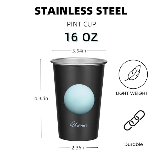 9 Pack 16 oz Stainless Steel Space-Themed Drinking Cups - Unbreakable & Reusable
