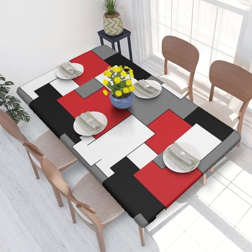 4Ft Waterproof Reusable Rectangle Tablecloth with Elastic Edge - Washable Kitchen Dining Cover
