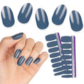Slate of Mind Double-Ended Nail Polish Strips - 16 Long-Lasting Blue-Gray Manicure