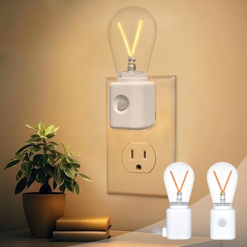 LED Amber Night Light with Motion Sensor - Plug-in, Dimmable, 2200K, 2-Pack