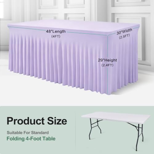 Light Purple 6FT Spandex Table Skirt for Rectangle Banquet Tables - 72x30 Inches