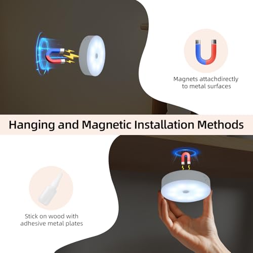 Rechargeable LED Puck Lights with Remote Control 16 Colors, Dimmer & Timer - 6 Pack