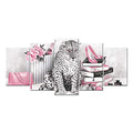 Pink Leopard Canvas Wall Art Prints for Woman Bedroom Girl Gift - L50 x H24 Variation