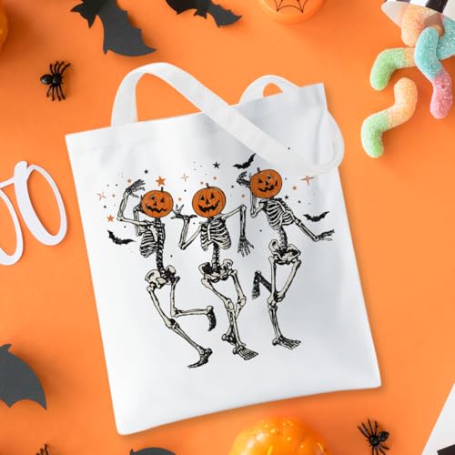 Halloween Tote Bag Threeskeleton Ghost Canvas Reusable Candy Bag - Kids Gift