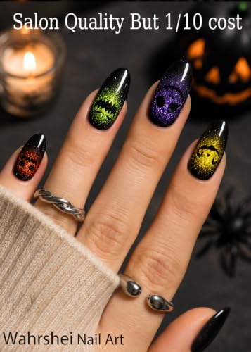 Halloween Cat Eye Gel Nail Wraps - Ghost Face UV Stickers, 20pcs, A5 Variation