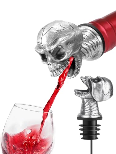 Grim Skull Wine Pourer Spout - Gothic Skeleton Liquor Dispenser for Bottles