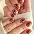 Fall Press on Nails Short Square with Reindeer Print - 24 Pack - Style-24
