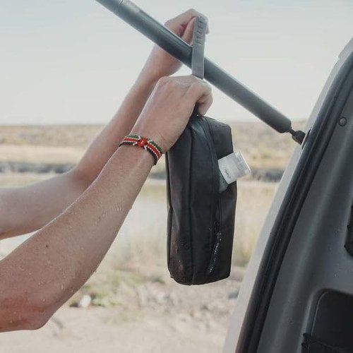 Gravel Mini Hanging Toiletry Bag for Men and Women - Comes in 3 Sizes, Water-Resistant, Durable, Compact, Dopp Kit Travel Toiletry bag (Black)